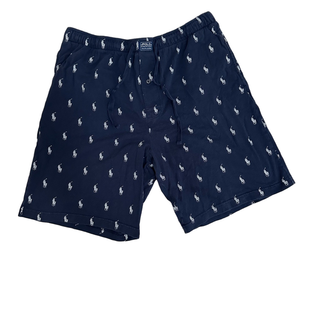 Polo by Ralph Lauren Dark Blue with White Lounge Sleep Shorts 100% Cotton
